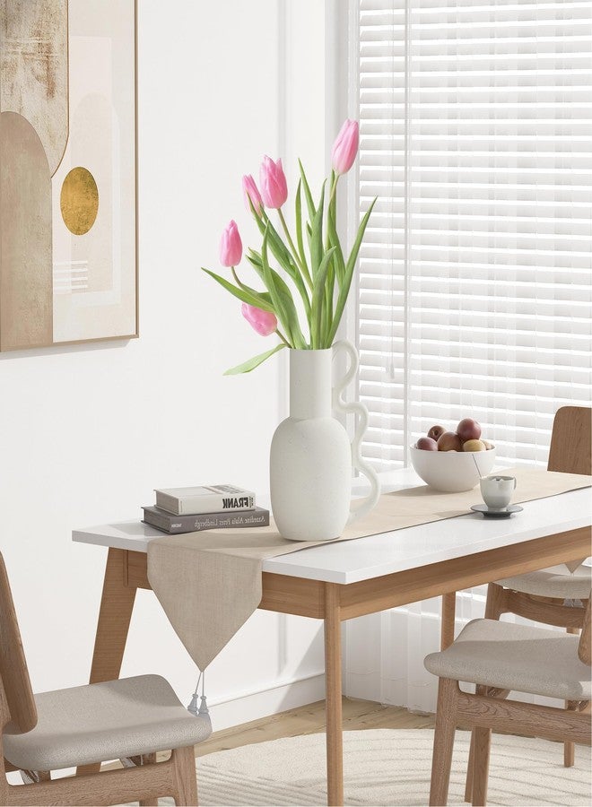 Zormon White Vase for Decor, with Handle Design Ceramic Vase, Boho Vase Suitable Pampas Grass and Flowers, Minimalist Decorative Vase for Home Decor Room Decor Living Room Decor Coffee Table Decor - Image 5